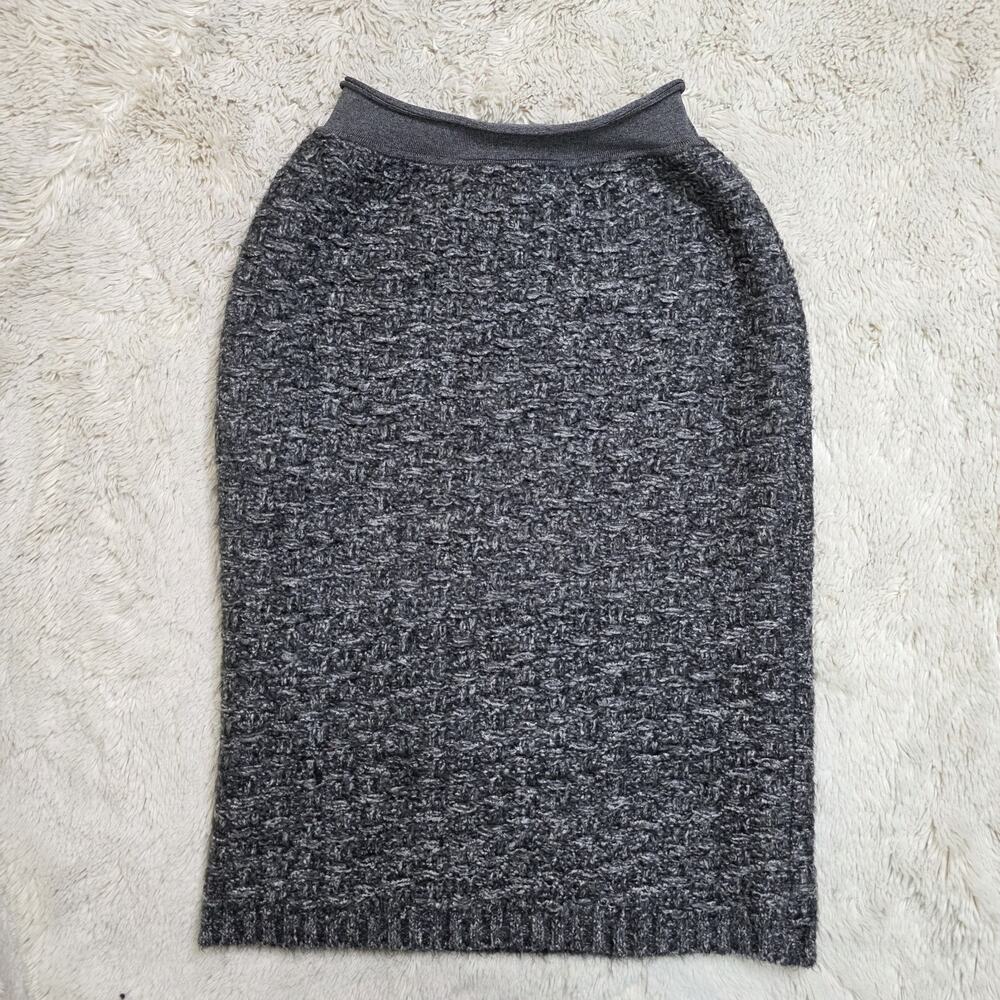 Calvin Klein Collection Black Label Gray Wool Blend Silk Pencil Sweater Skirt S
